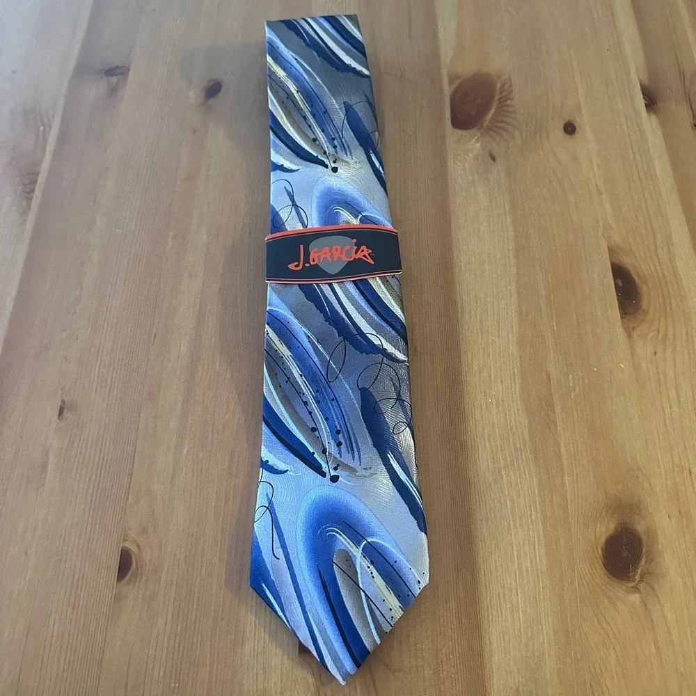 J. Garcia Mens Blue Clockworks Silk Necktie Collection Fifty-Two Abstract Print